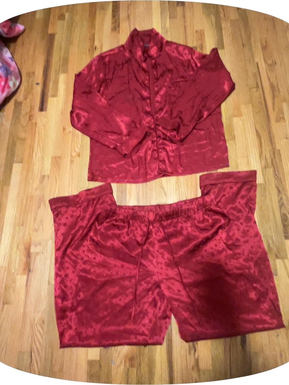 Kids Red Satin Pajama Set - Button-Up Top and Elastic Waist Shorts